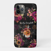 Elegant fuchsia-oranje bloemenkleurenmonogram Case-Mate iPhone case (Achterkant)