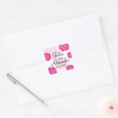 Elegant Fuchsia Pink Blush Floral Burst Wedding Vierkante Sticker (Envelop)