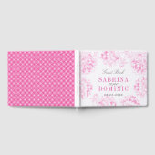 Elegant Fuchsia Pink en Gray Floral Peony Wedding Gastenboek (Volledig)