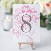 Elegant Fuchsia Pink en Gray Floral Peony Wedding Kaart