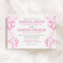 Elegant Fuchsia Pink en Gray Floral Peony Wedding