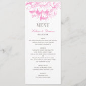 Elegant Fuchsia Pink en Gray Floral Peony Wedding Menu (Voorkant)
