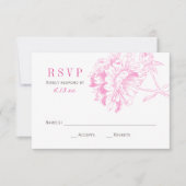 Elegant Fuchsia Pink en Gray Floral Peony Wedding RSVP Kaartje (Voorkant)