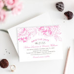 Elegant Fuchsia Pink en Gray Floral Peony Wedding Save The Date<br><div class="desc">Elegante en romantische pioenenbruiloft bespaart het datumkaartontwerp. Heldere fuchsia inkt en pewter grijs kleurenschema.</div>