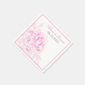 Elegant Fuchsia Pink en Gray Floral Peony Wedding Servetten (Hoek)