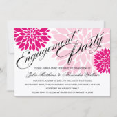 Elegant Fuchsia Pink Floral Burst Engagement Party Kaart (Voorkant)