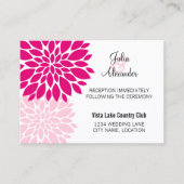 Elegant Fuchsia Pink Floral Burst Reception Kaarte Informatiekaartje (Voorkant)