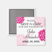 Elegant Fuchsia Pink Floral Burst Save the Date Magneet (Voorkant / Achterkant)