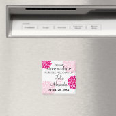 Elegant Fuchsia Pink Floral Burst Save the Date Magneet (Insitu (Vaatwasser))