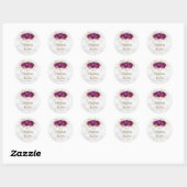Elegant Fuchsia Pink Floral Gold Framed Wedding Ronde Sticker (Vel)