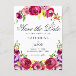 Elegant Fuchsia Pink Floral Spring Save the Date Briefkaart