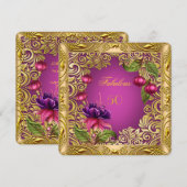 Elegant Fuchsia Pink Gold 50e verjaardag Kaart (Voorkant / Achterkant)
