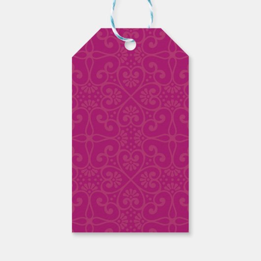 Elegant Fuchsia Pink Gold Floral Dank je wel Cadeaulabel (Achterkant)