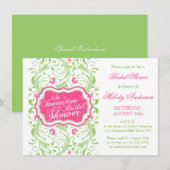 Elegant Fuchsia Pink Green Floral Vrijgezellenfees Kaart (Voorkant / Achterkant)