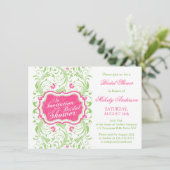 Elegant Fuchsia Pink Green Floral Vrijgezellenfees Kaart (Staand voorkant)