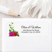 Elegant Fuchsia Pink & Red Rose Flower Etiket (Insitu)