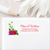 Elegant Fuchsia Pink & Red Rose Flower Etiket (Insitu)