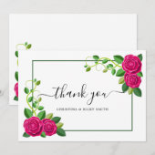 Elegant Fuchsia Pink Rose Bouquet Flowers Weddensc Bedankkaart (Voorkant / Achterkant)