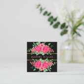 Elegant Fuchsia Pink Rose Flower Wedding Planner Vierkante Visitekaartje (Staand voorkant)
