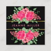 Elegant Fuchsia Pink Rose Flower Wedding Planner Vierkante Visitekaartje (Voorkant)