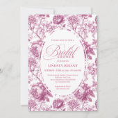 Elegant Fuchsia Pink Roses Pattern Bridal Shower  Kaart (Voorkant)