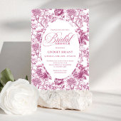 Elegant Fuchsia Pink Roses Pattern Bridal Shower  Kaart