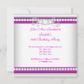 Elegant Fuchsia Pink Silver Diamond Birthday Party Kaart (Achterkant)