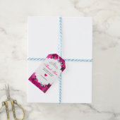 Elegant Fuchsia Pink Silver Floral Hartelijk dank Cadeaulabel (Met Touw)