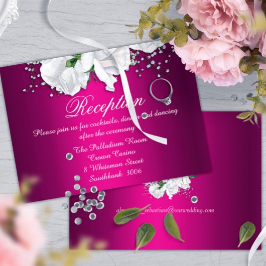 Elegant Fuchsia Pink Weddenschap Informatiekaartje