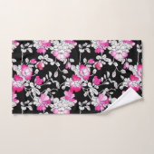 Elegant Fuchsia Pink White Black Floral Pattern Bad Handdoek (Handdoek)
