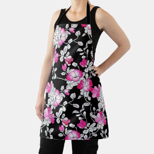 Elegant Fuchsia Pink White Black Floral Pattern Schort (Insitu)
