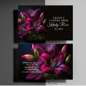 Elegant Fuchsia Red Burgundy Lily Flower Florist Visitekaartje