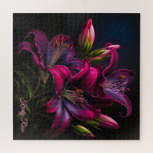 Elegant Fuchsia Red Burgundy Lily Flower Legpuzzel (Horizontaal)