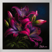 Elegant Fuchsia Red Burgundy Lily Flower Poster (Voorkant)