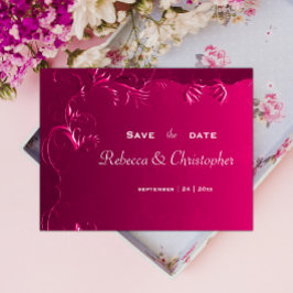 Elegant Fuchsia Roze Bruiloft Save the Date Aankondigingskaart