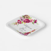 Elegant Fuchsia roze roses Romantic Garden Wedding Papieren Bordje (Gebogen)