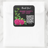 Elegant Fuchsia roze roze bloem Dank je QR code Vierkante Sticker (Tas)