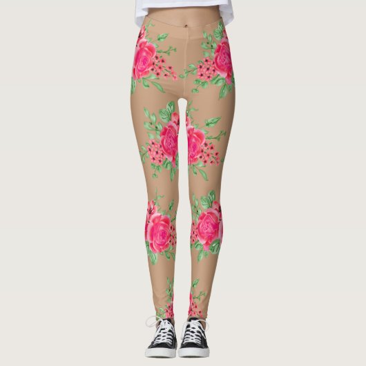 Elegant Fuchsia roze roze roze Leggings van de hui (Voorkant)