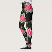 Elegant Fuchsia roze roze roze zwart Leggings (Links)