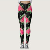 Elegant Fuchsia roze roze roze zwart Leggings (Voorkant)
