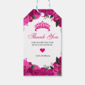 Elegant Fuchsia roze zilver Floral bedankt cadeaut Cadeaulabel (Voorkant)