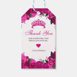 Elegant Fuchsia roze zilver Floral bedankt cadeaut Cadeaulabel