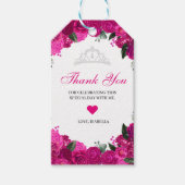 Elegant Fuchsia roze zilver Floral bedankt cadeaut Cadeaulabel (Voorkant)