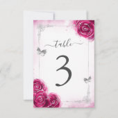 Elegant Fuchsia Sjabloon Tafelnummer Kaarten (Voorkant)