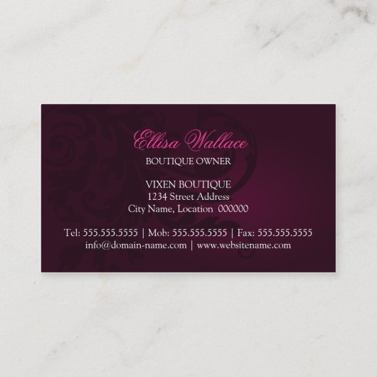 Elegant Fuchsia Vlaanderen Visitekaartjes (Achterkant)