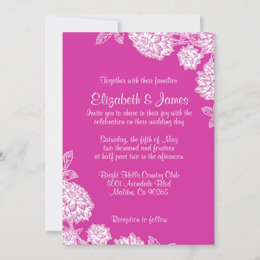 Elegant Fuchsia Wedding Invitations Kaart (Voorkant)