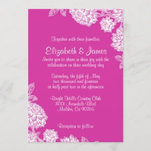 Elegant Fuchsia Wedding Invitations Kaart