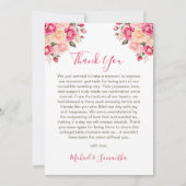 Elegant Fucia Roze en Ivoor Roos Bruiloft Bedankkaart (Voorkant)