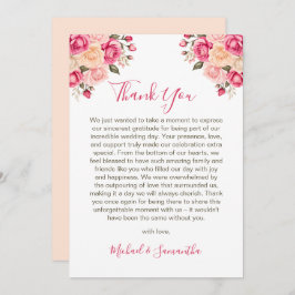 Elegant Fucia Roze en Ivoor Roos Bruiloft Bedankkaart