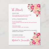 Elegant Fucia Roze en Ivoor Roos Bruiloft Informatiekaartje (Voorkant)